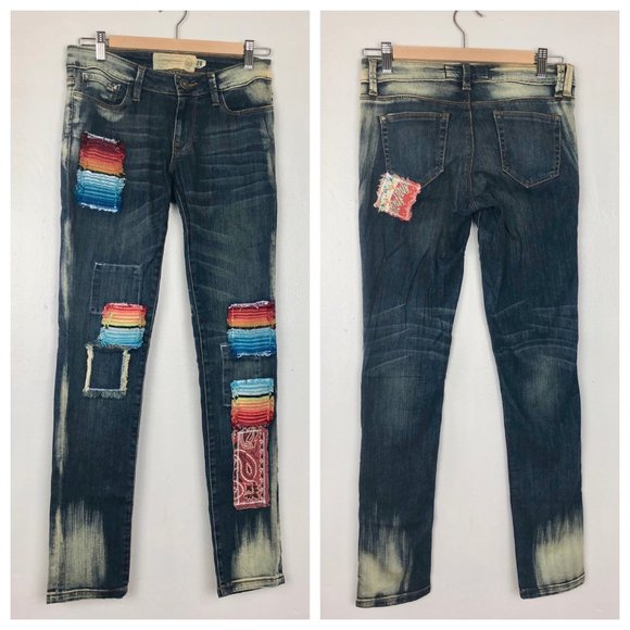 Free People Denim - Free People Artisan De Luxe Patched Skinny Jeans